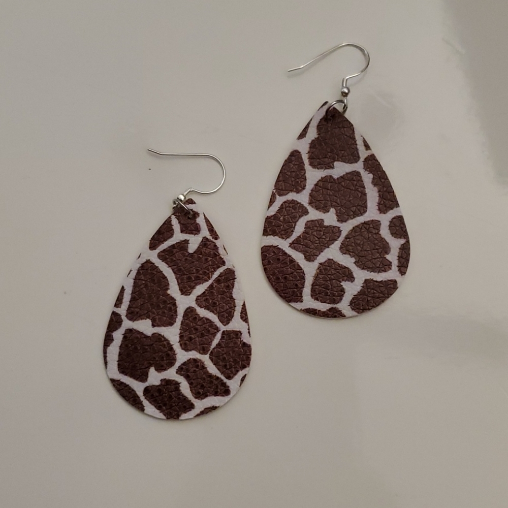 Giraffe Print Faux Leather Earrings